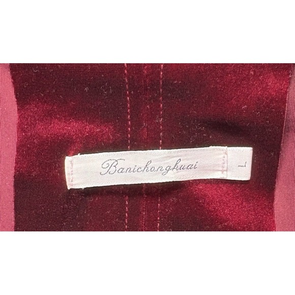 Japanese‎ Wine Velvet Women Embroidery Crowned Crane Kimono Bathrobe Sz L - Picture 4 of 9